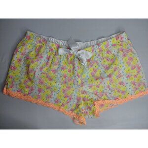 Victorias Secret Floral Pajama Shorts With Lace Trim L